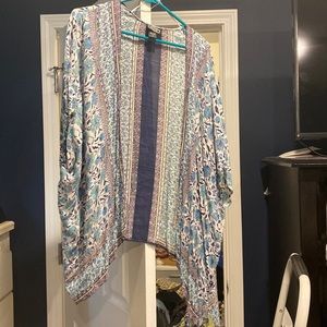 Blue Multi colored flower kimono